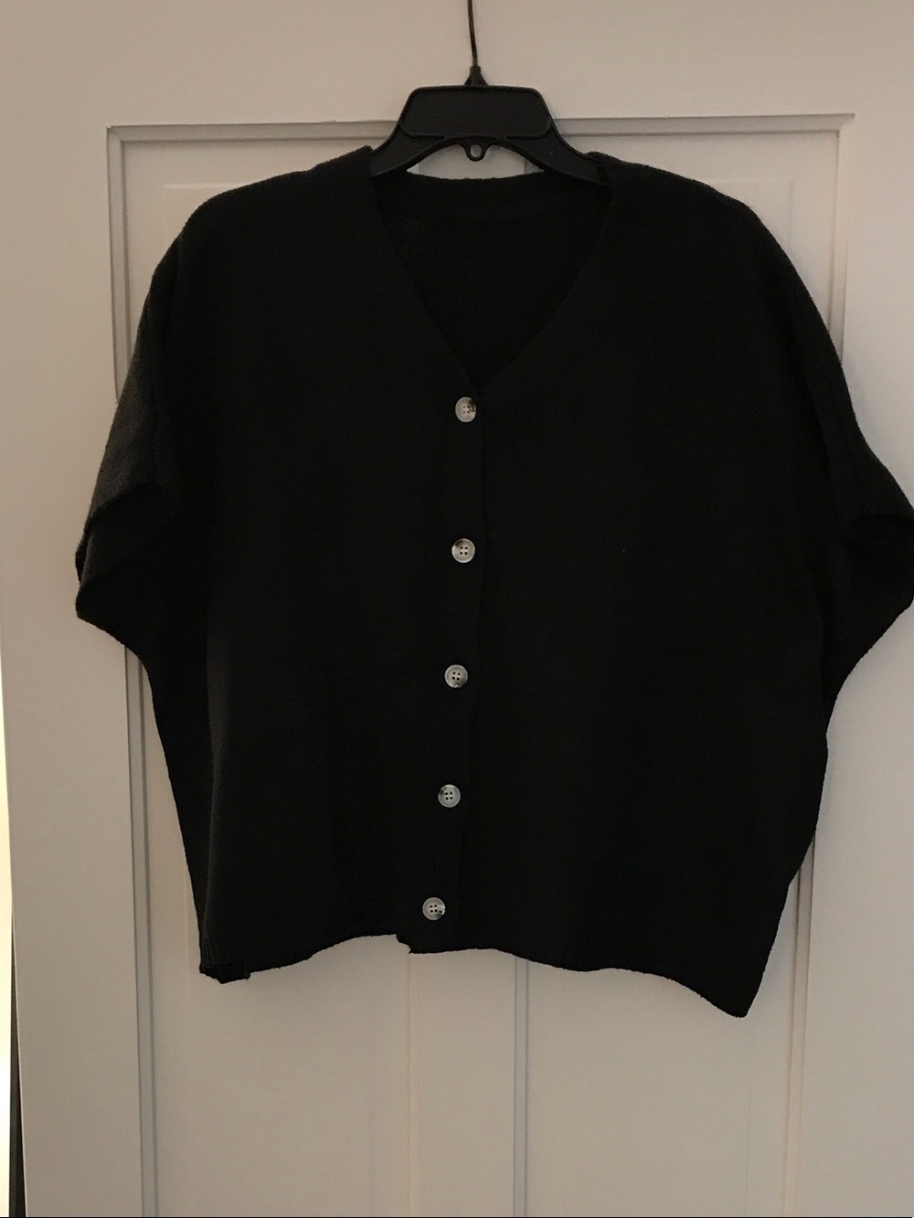 Women's Black Button-Front V-Neck Top